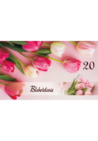 Pozdrav: Blahoželanie 20 - s textom (10-1039)