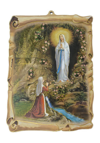 Obraz na dreve: Lurdy, zjavenie Panny Márie Bernadete (22 x 16)