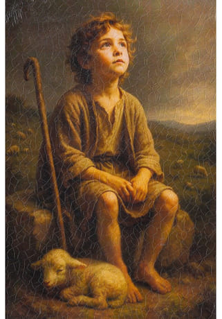 Obrázok na dreve: Ježiško - Dobrý pastier (15 x 10)