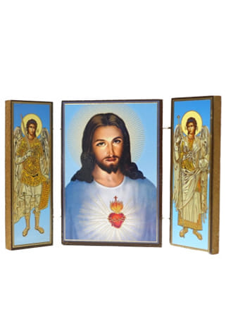 Triptych: Božské Srdce Ježišovo a anjeli